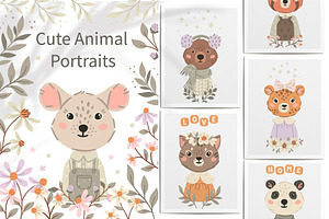 Animal babies cute illustrations