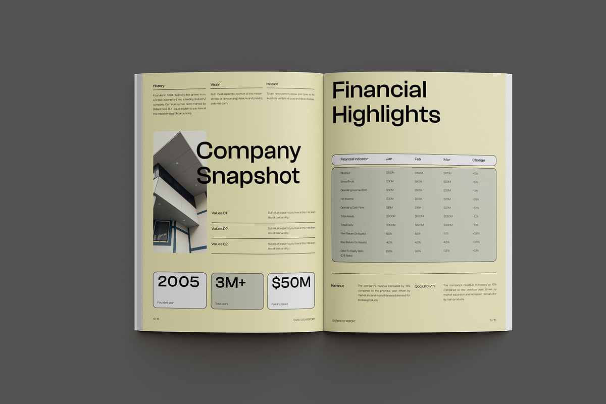 Yellow Startup Quarterly Report, a Brochure Template by Neermana (Photo 3 of 10)