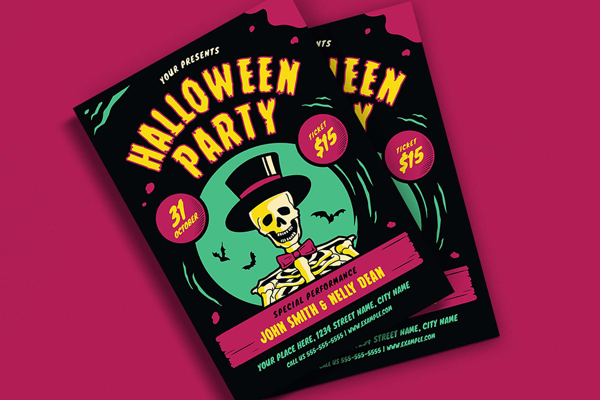 Retro Halloween Party Event Flyer, a Flyer Template by VectorVactory (Photo 3 of 3)