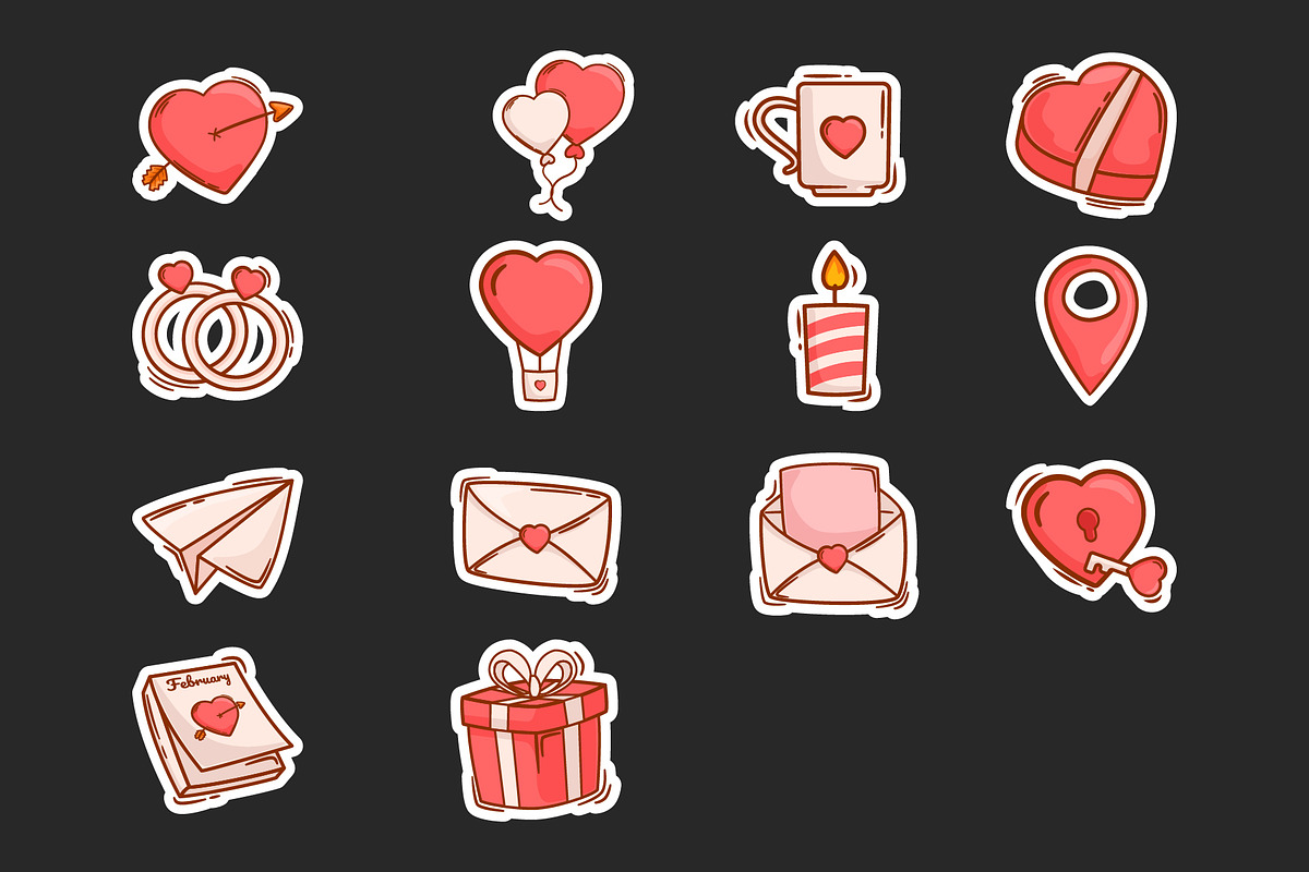 14 kawaii icons & stickers valentine, an Emoji Icon by kitypaws (Photo 5 of 5)