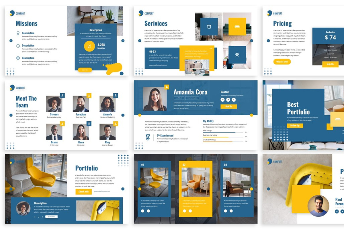 Comfort - Furniture Powerpoint, a Presentation Template by SlideFactory