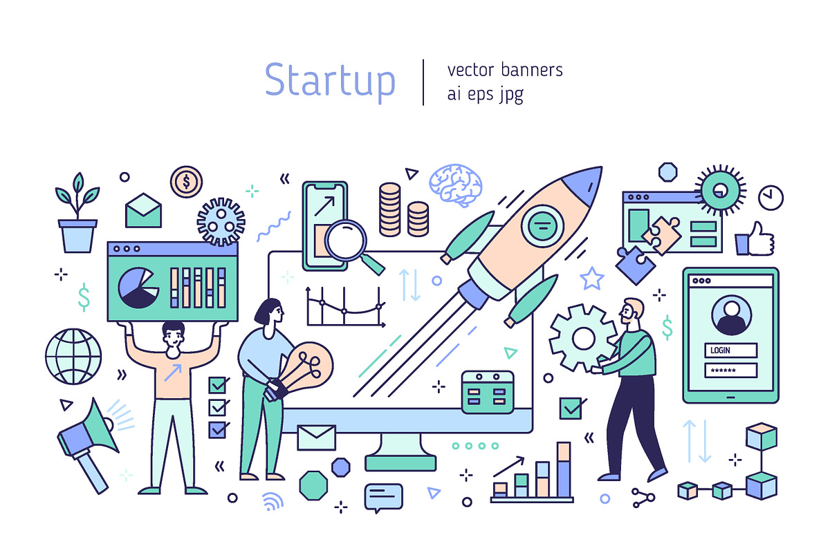 Startup concept banner, a Work Illustration by Good Studio (Photo 1 of 4)