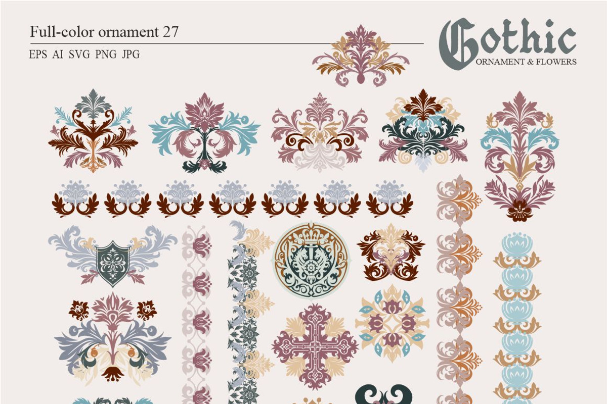 Gothic Ornament and Flowers, a Pattern Graphic by Collection by VY (Photo 4 of 11)