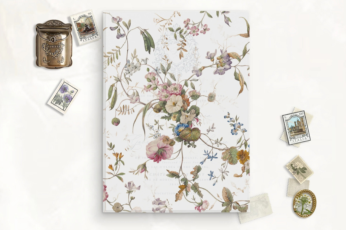 Vintage Floral Vellum Overlay, an Invitation Template by SilverJoyAtelier (Photo 2 of 2)