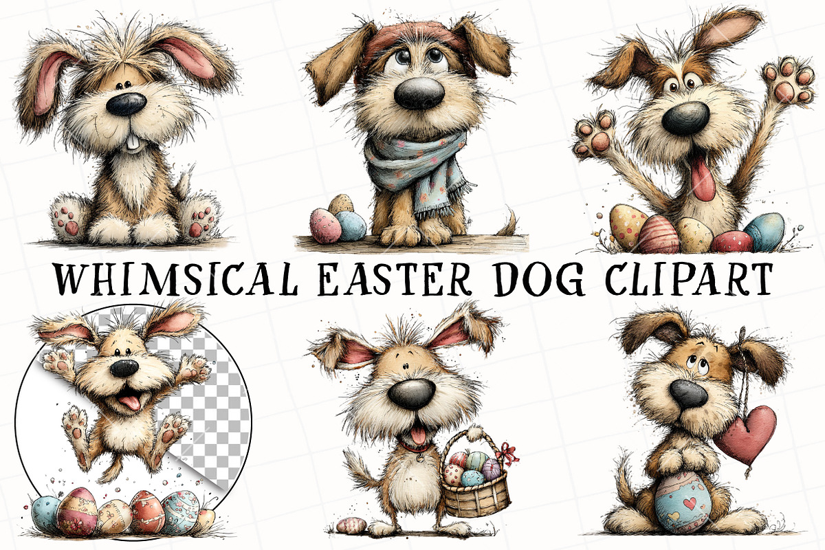 Whimsical Easter Dog Clipart, an Illustration by OK Design (Photo 2 of 6)