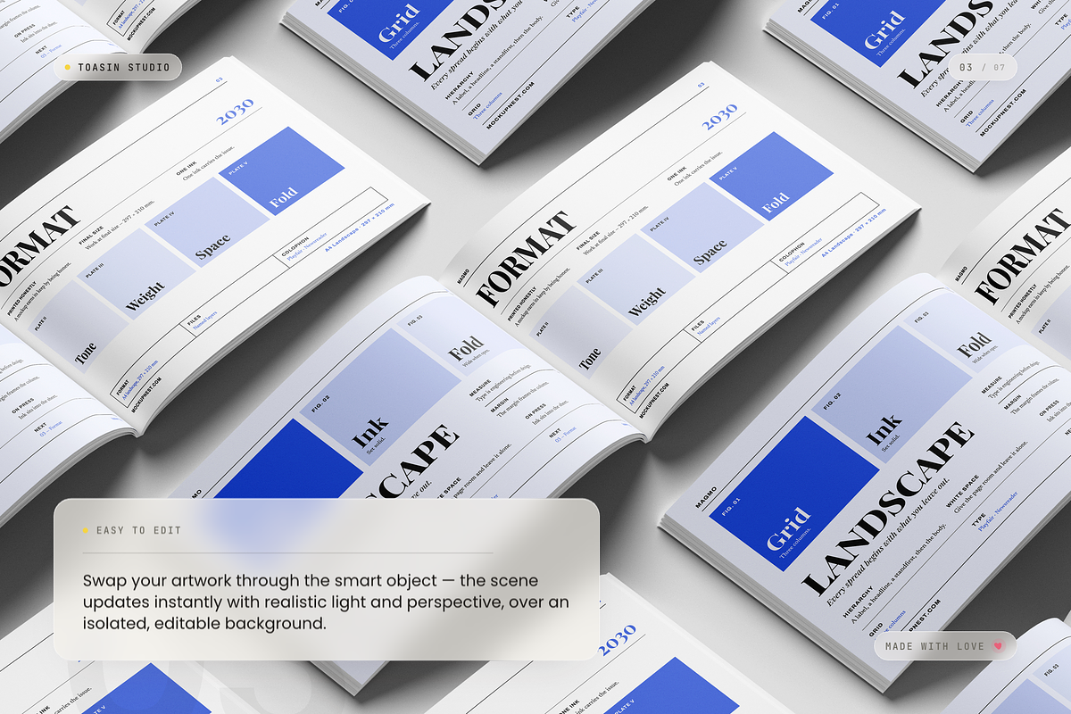 A4 Landscape Magazine Mockup, a Books & Magazine Mockup by Toasin Studio (Photo 3 of 7)