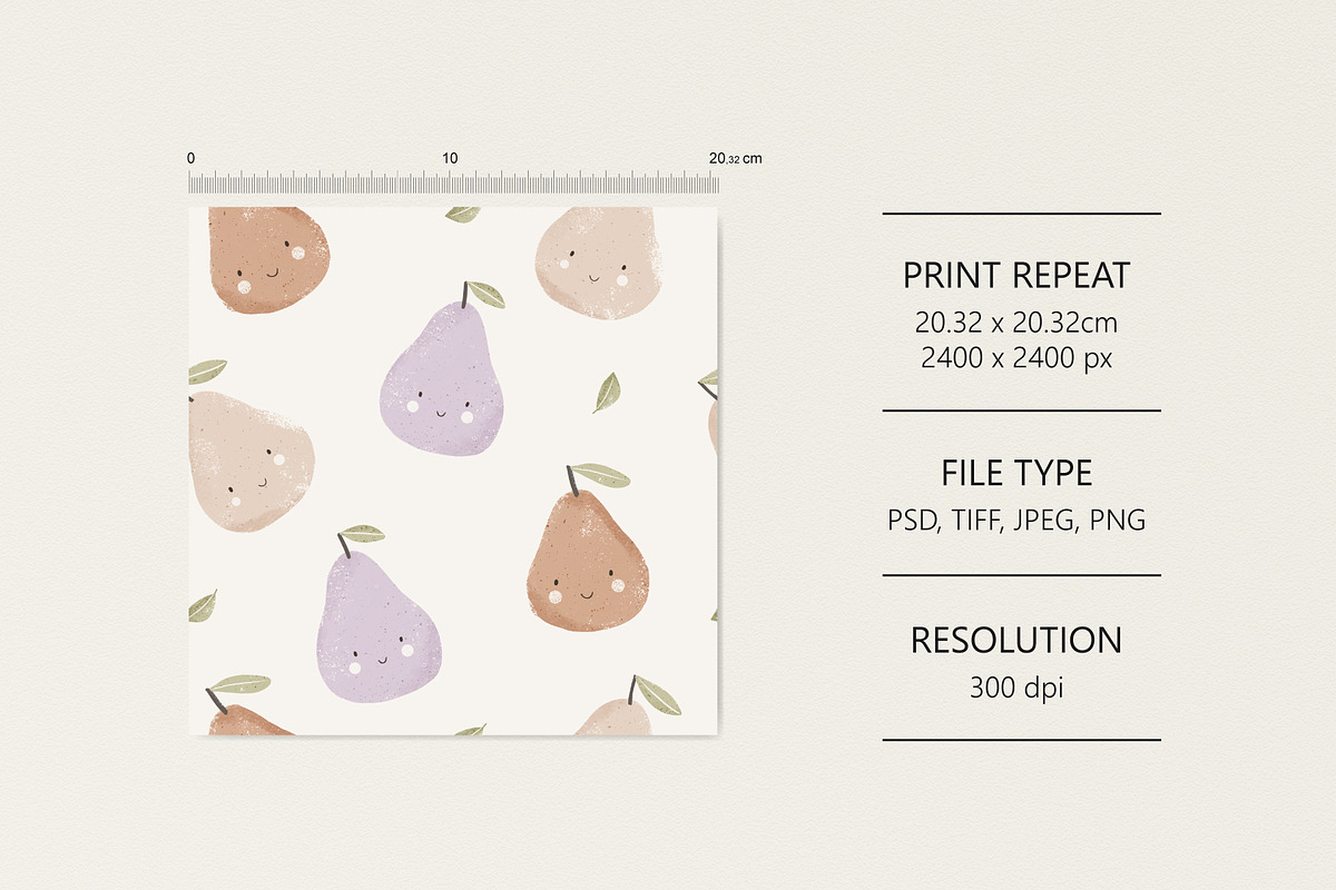 Cute pears, a Pattern Graphic by Olena Kuznietsova (Photo 4 of 8)