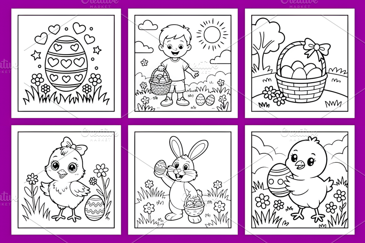 Easter Simple and Fun Coloring Pages, a Seasonal Illustration by Ink Gallery (Photo 3 of 5)