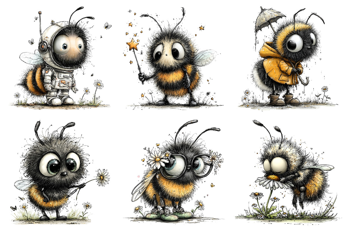Whimsical Fuzzy Bee PNG Clipart, a Seasonal Illustration by Daily.Designs (Photo 2 of 5)