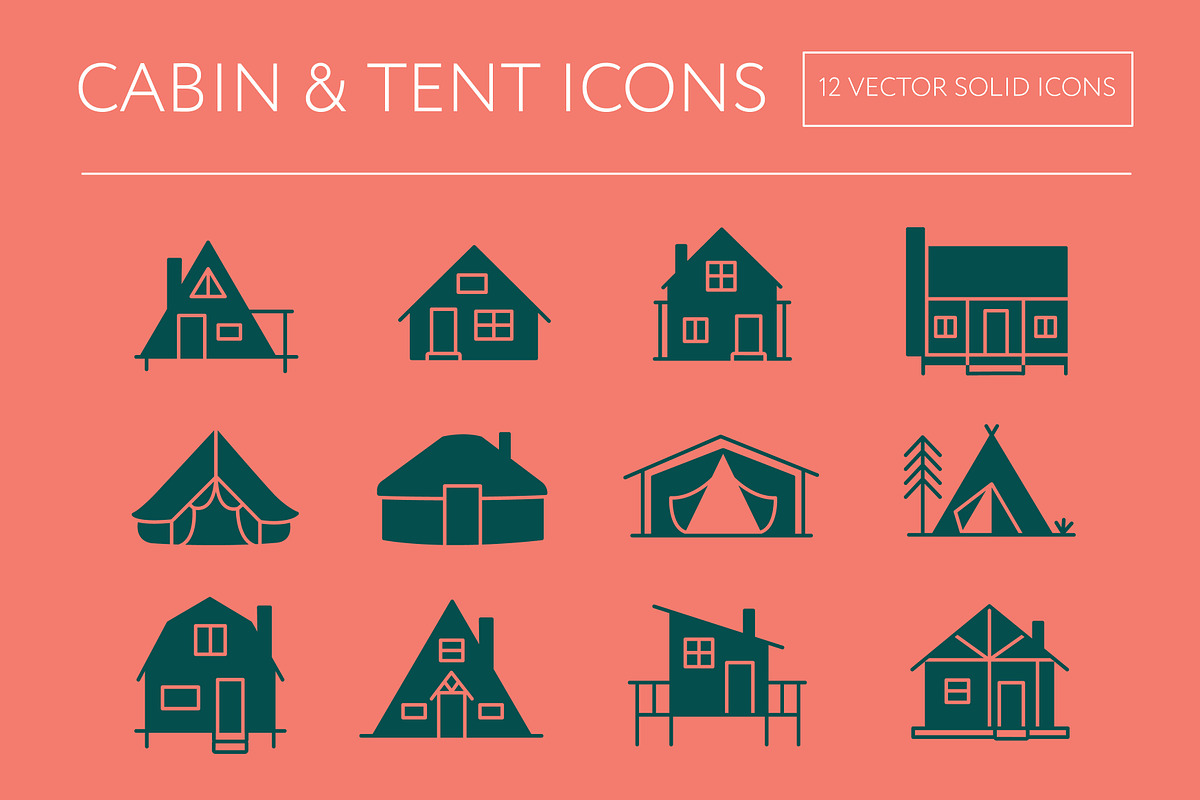 Cabin & Tent Icons, an Outline Icon by the cabin supply co (Photo 2 of 4)