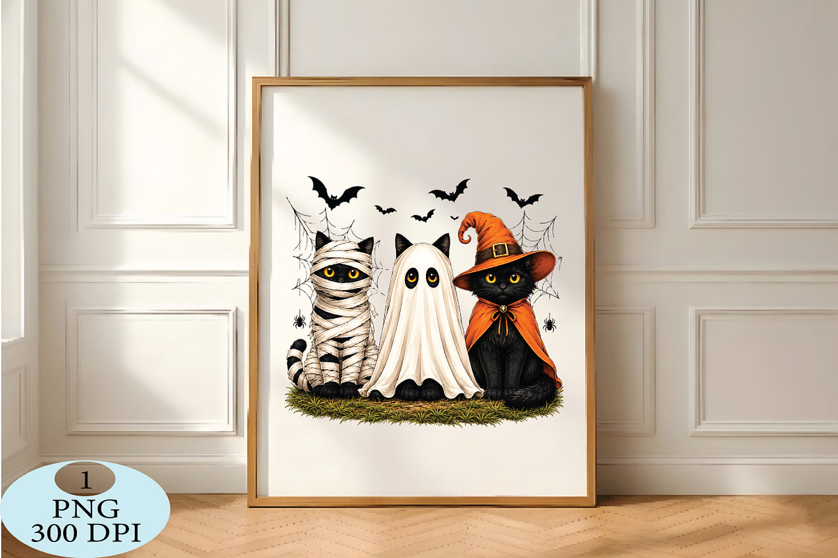 Spooky Halloween Cats PNG, a Seasonal Illustration by Daily.Designs (Photo 5 of 5)