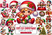 Cute Elf Christmas Clipart Bundle, an Illustration by RobertsArt (Thumbnail 1 of 7)
