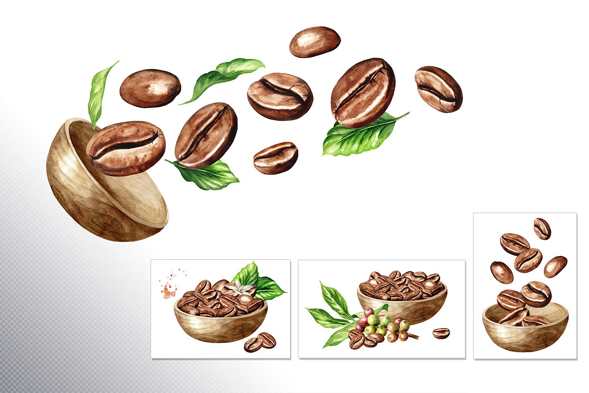 Coffee Time. Watercolor hand drawn, a Food Illustration by Daria Ustiugova (Photo 5 of 18)