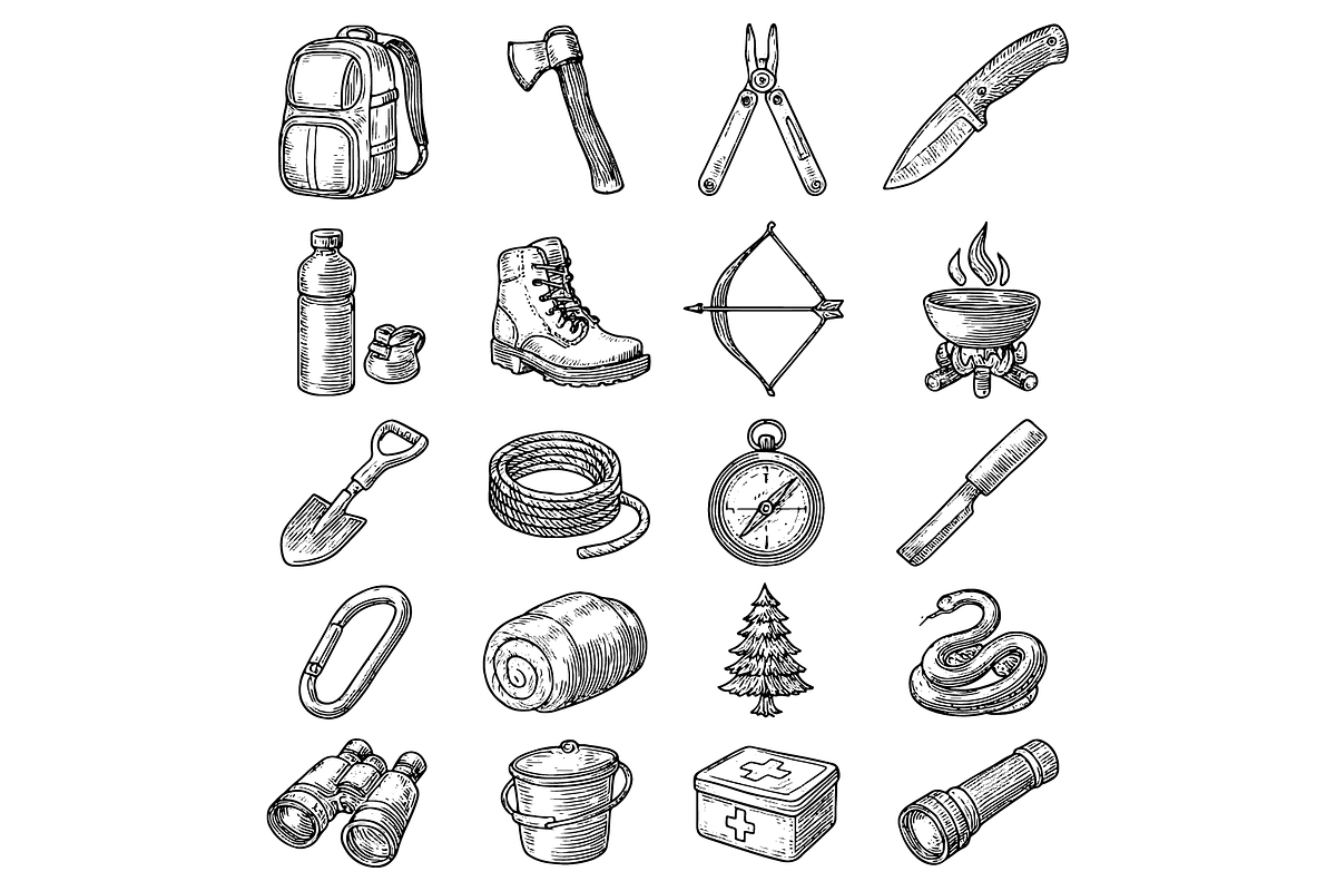Camping Survival Essentials, an Object Graphic by nikagraphic