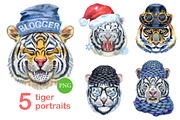 Cute watercolor tigers. Part 3, an Animal Illustration by Watercolor fantasy (Thumbnail 1 of 4)