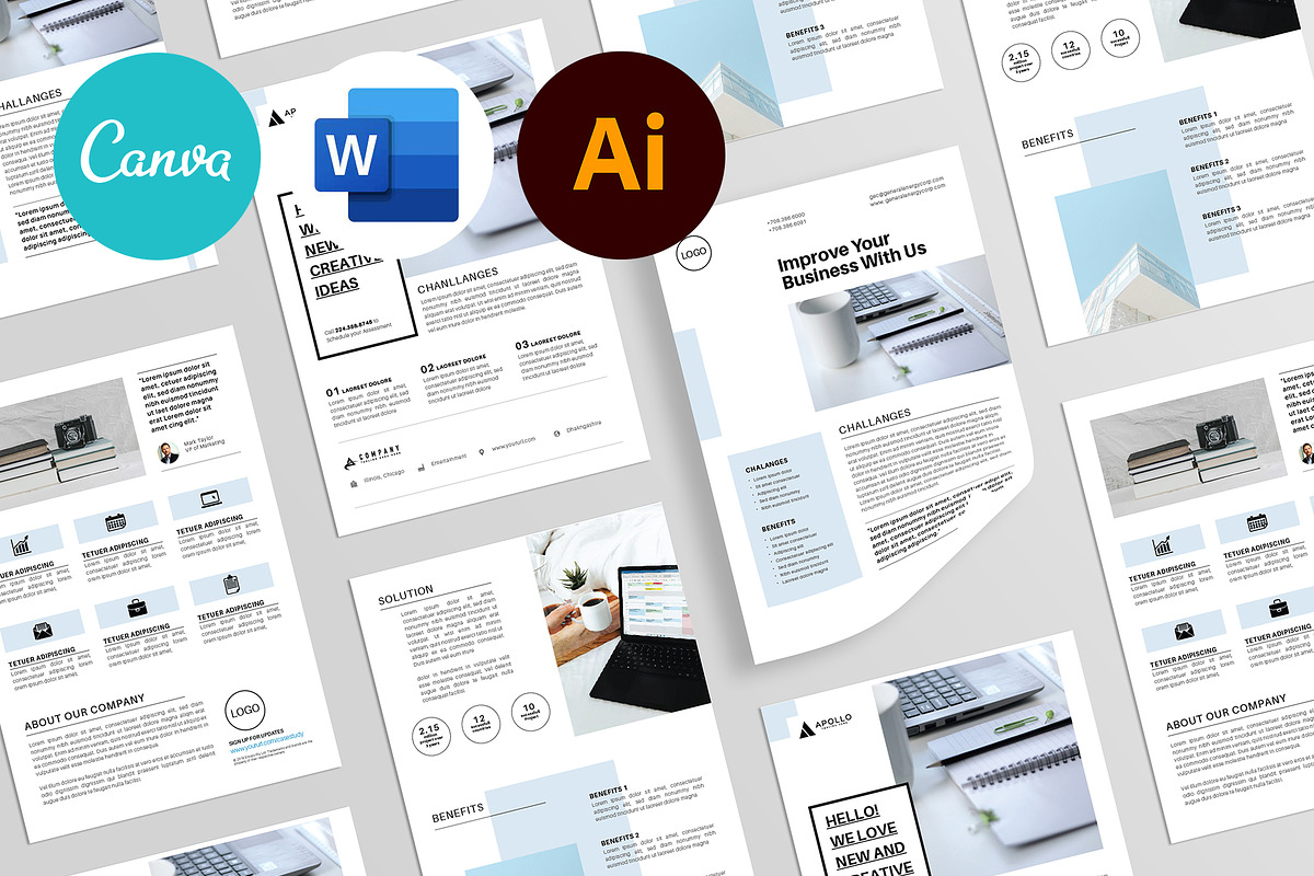 Clean Case Study Flyer Bundle, a Flyer Template by Rongbaaz (Photo 1 of 6)