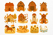 Watercolor Fall Farm Clipart PNG, an Illustration by Nicolle's Colorful Art (Thumbnail 2 of 7)