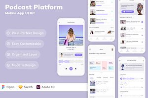 Podcast Platform Mobile App UI Kit