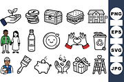 Charity Donation Icon Set, an Illustration by designvectx (Thumbnail 1 of 3)