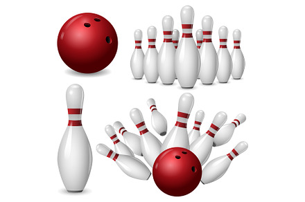 Bowling kegling mockup set, a Sport Illustration by Ylivdesign