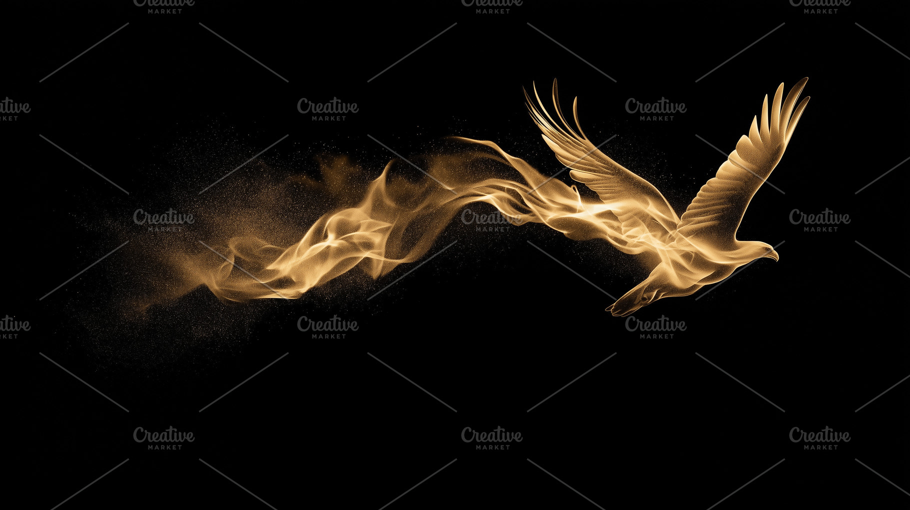 Golden glowing bird made of light, an Animal Photo by MistyDay