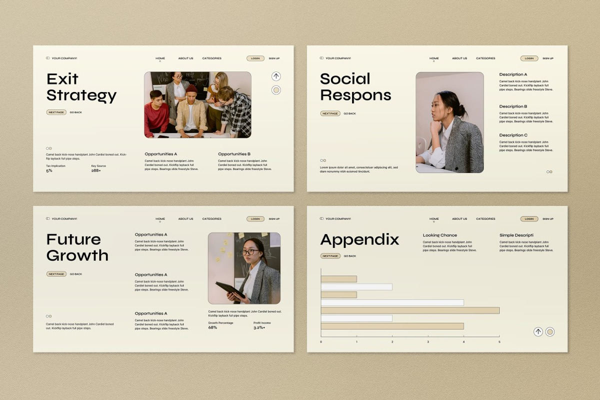 Cream Business Plan Google Slide, a Presentation Template by graphicook (Photo 8 of 10)