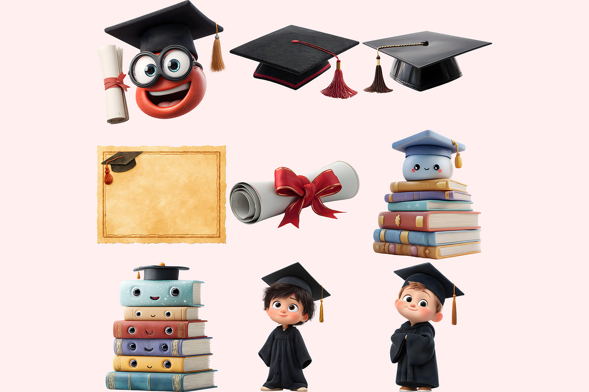 Graduation Clipart PNG Bundle, a Graphic by M9 Design (Photo 3 of 6)