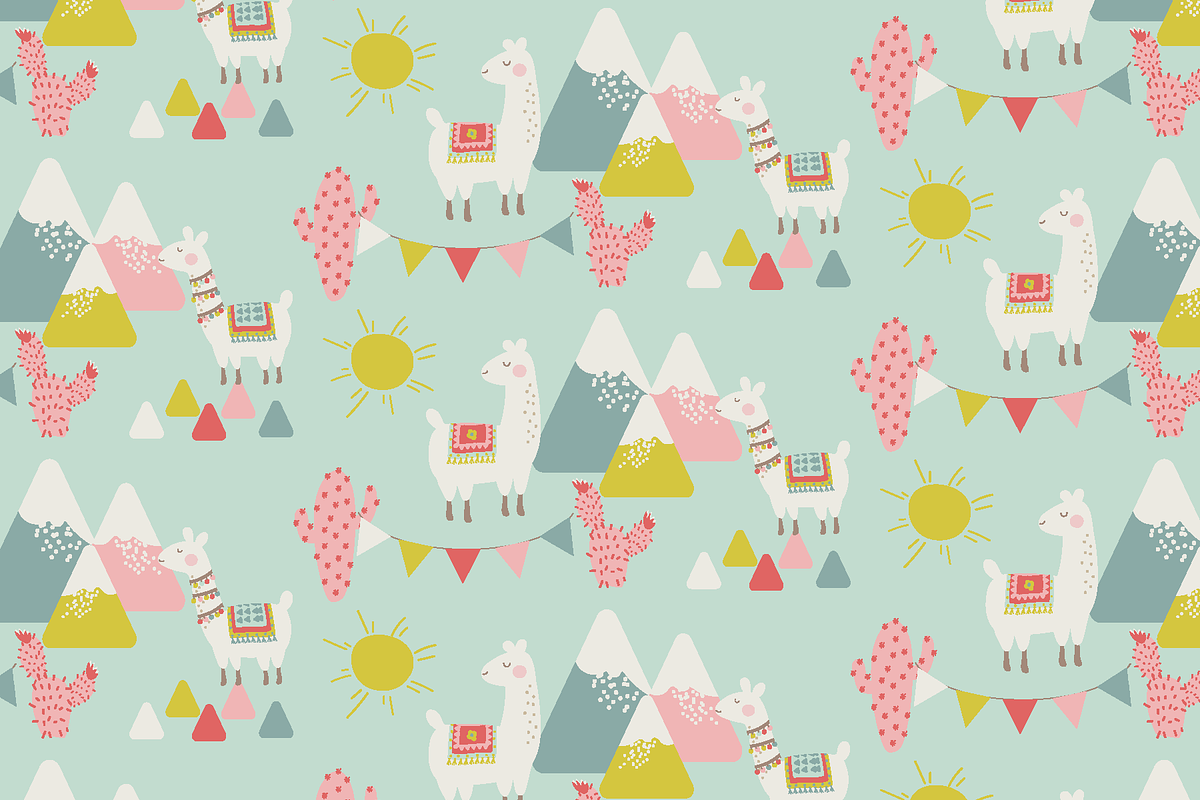 Cute llama paper, a Pattern Graphic by Poppymoondesign (Photo 4 of 5)