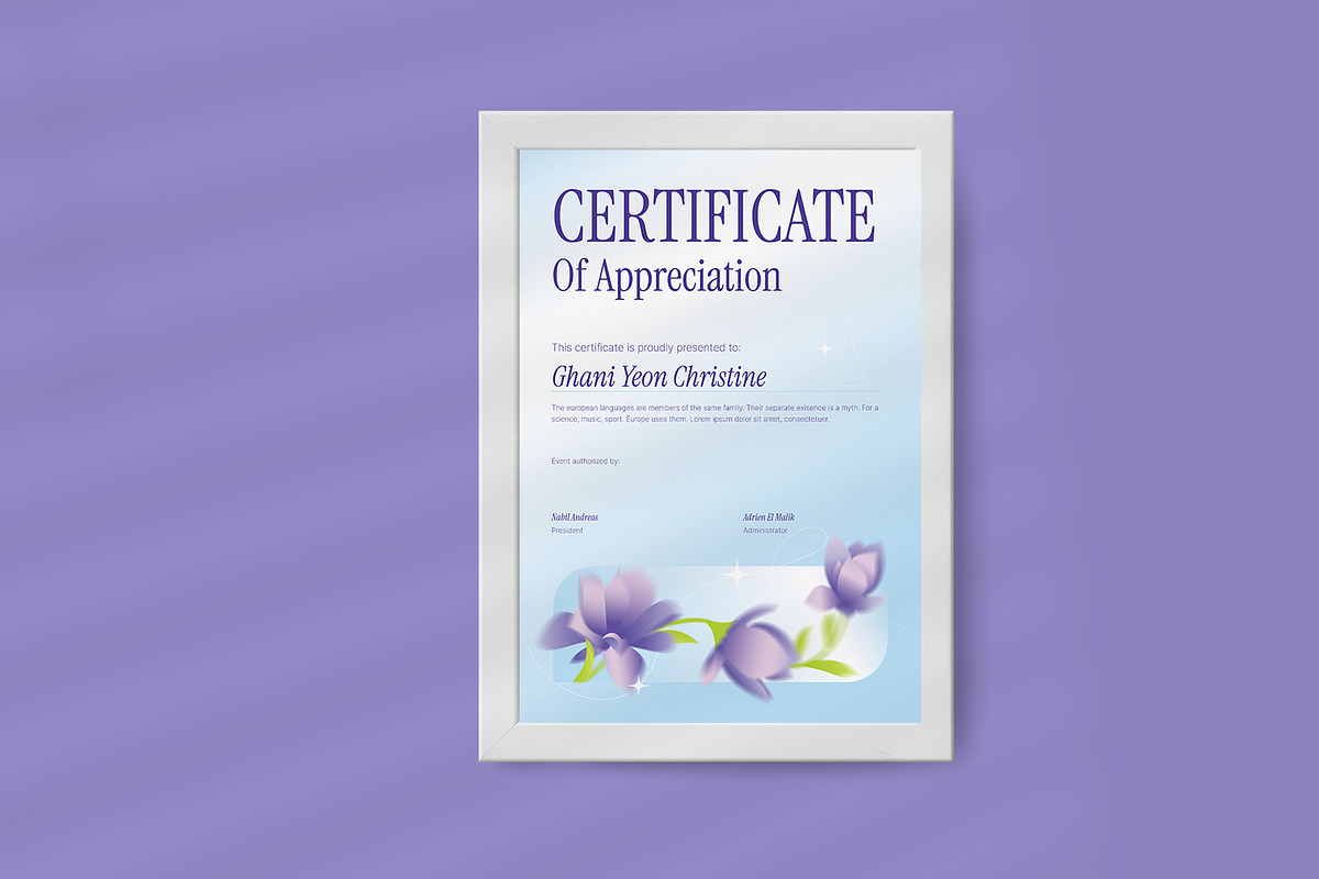 Purple Floral Certificate, a Stationery Template by Neermana (Photo 4 of 4)