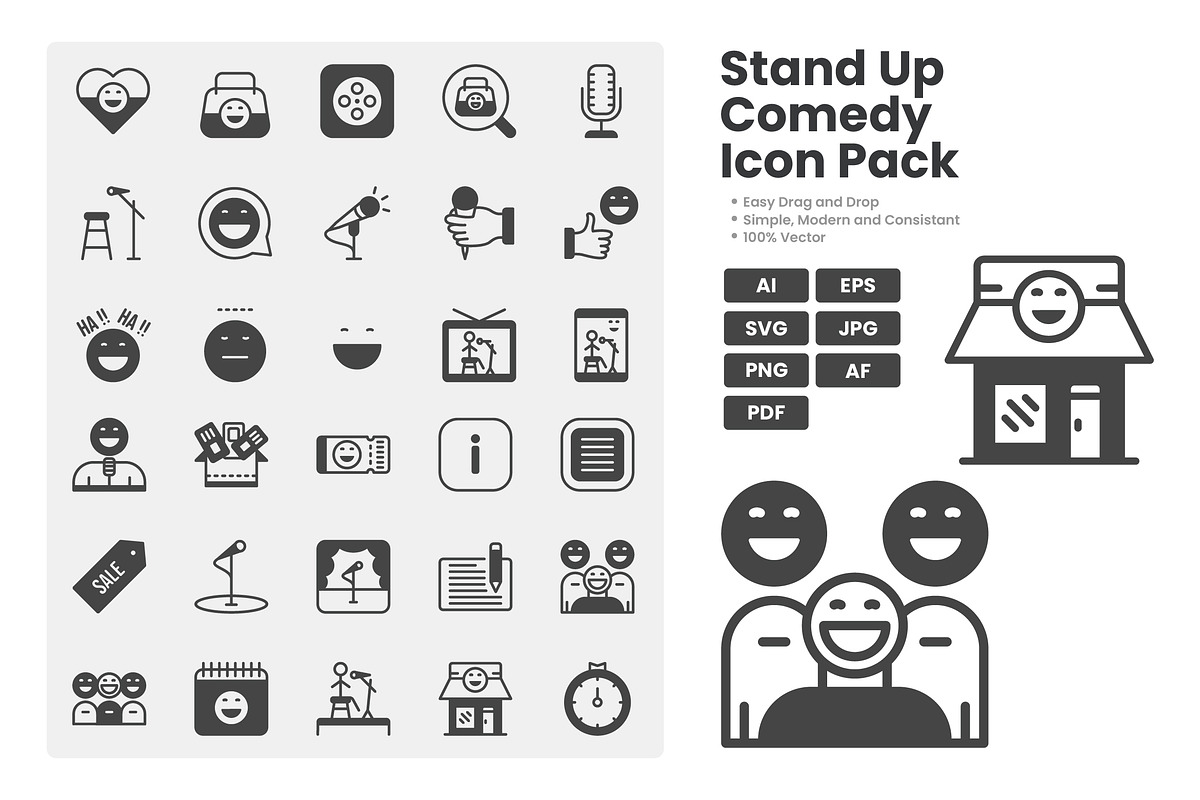 Stand Up Comedy Icon Pack, a Solid Icon by erifqizeicon (Photo 3 of 3)
