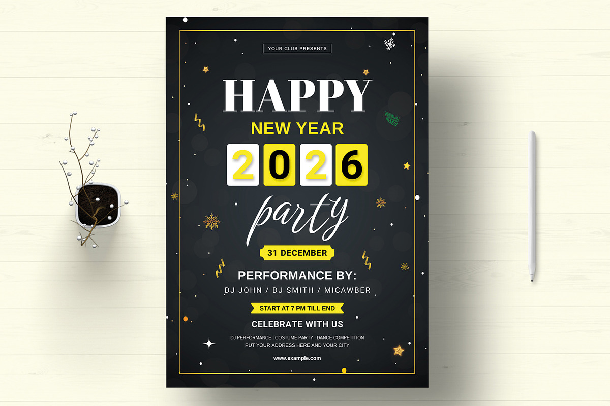 Happy New Flyer Layout, a Flyer Template by MightyDesign (Photo 1 of 8)