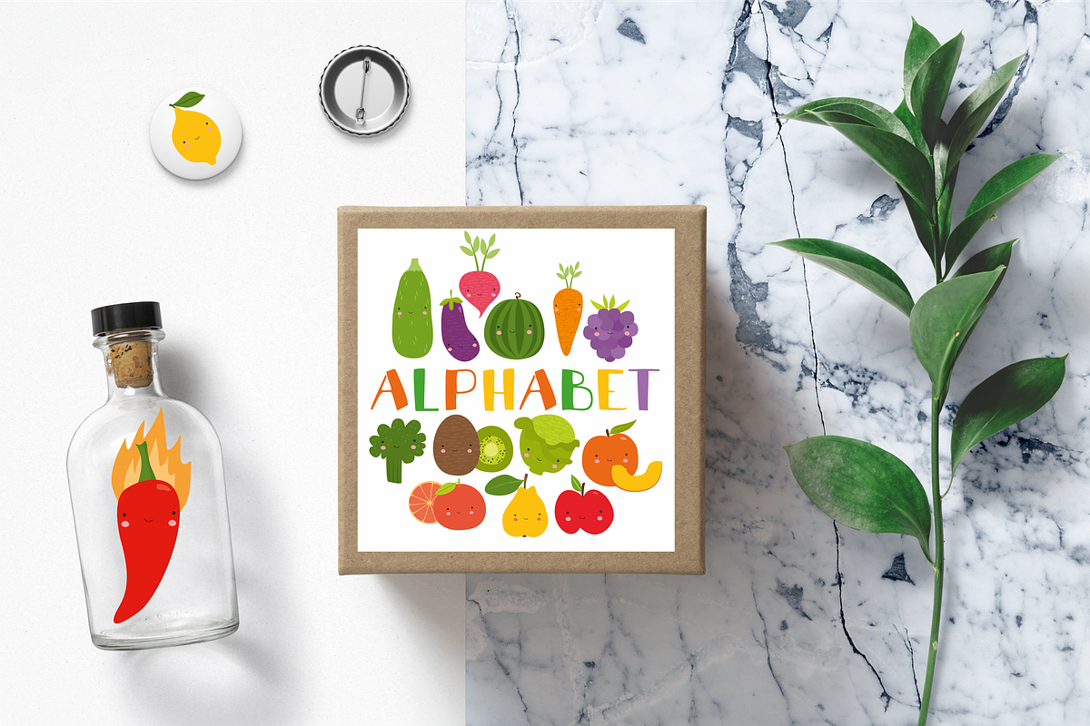 Alphabet vegetables and fruits kids, a Food Illustration by Lesya Skripak (Photo 3 of 4)