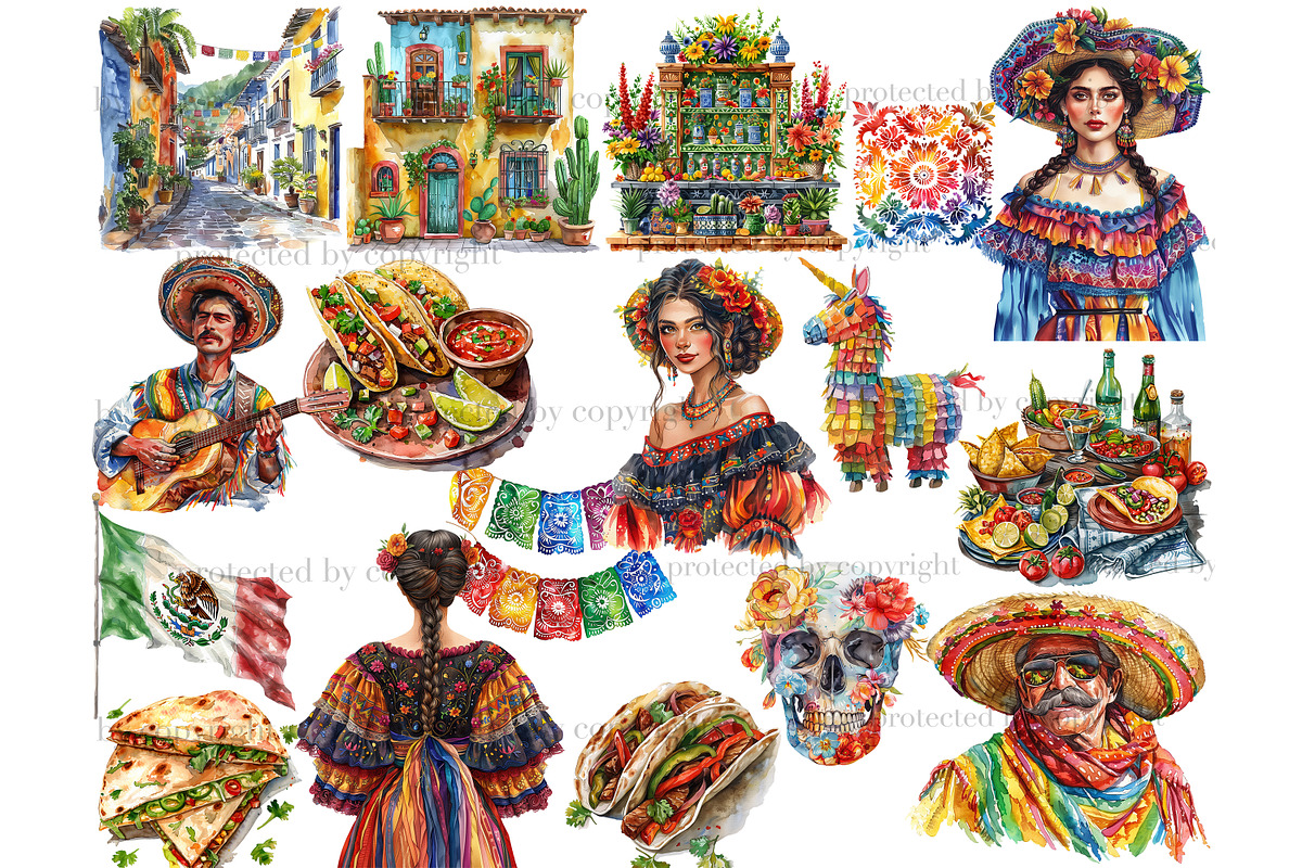 Fiesta Clipart | Cinco De Mayo Bundl, a Person Illustration by GlamArtZhanna (Photo 4 of 6)
