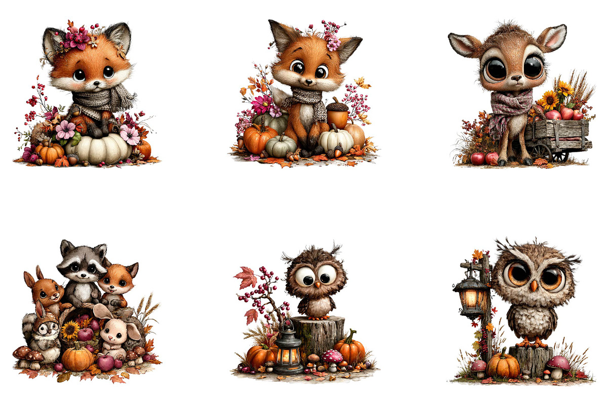 Whimsical Woodland Harvest Animal, a Seasonal Illustration by CreationArt (Photo 5 of 5)