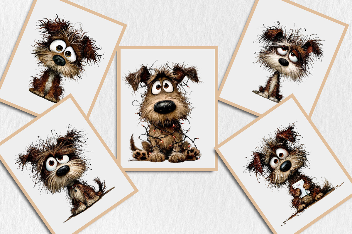 whimsical Frazzled Dog Clipart, an Animal Illustration by Rose Art (Photo 7 of 7)