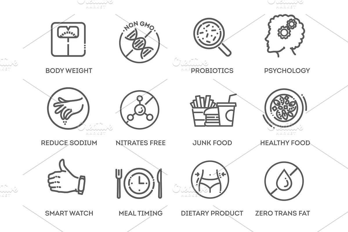 Web Set of Nutrition, Healthy food, a Food Illustration by Tettygreen (Photo 2 of 3)