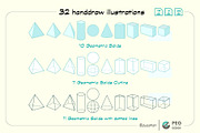 32 Hand-Drawn 3D Geometric Shapes, an Education Illustration by Peg Design (Thumbnail 2 of 6)