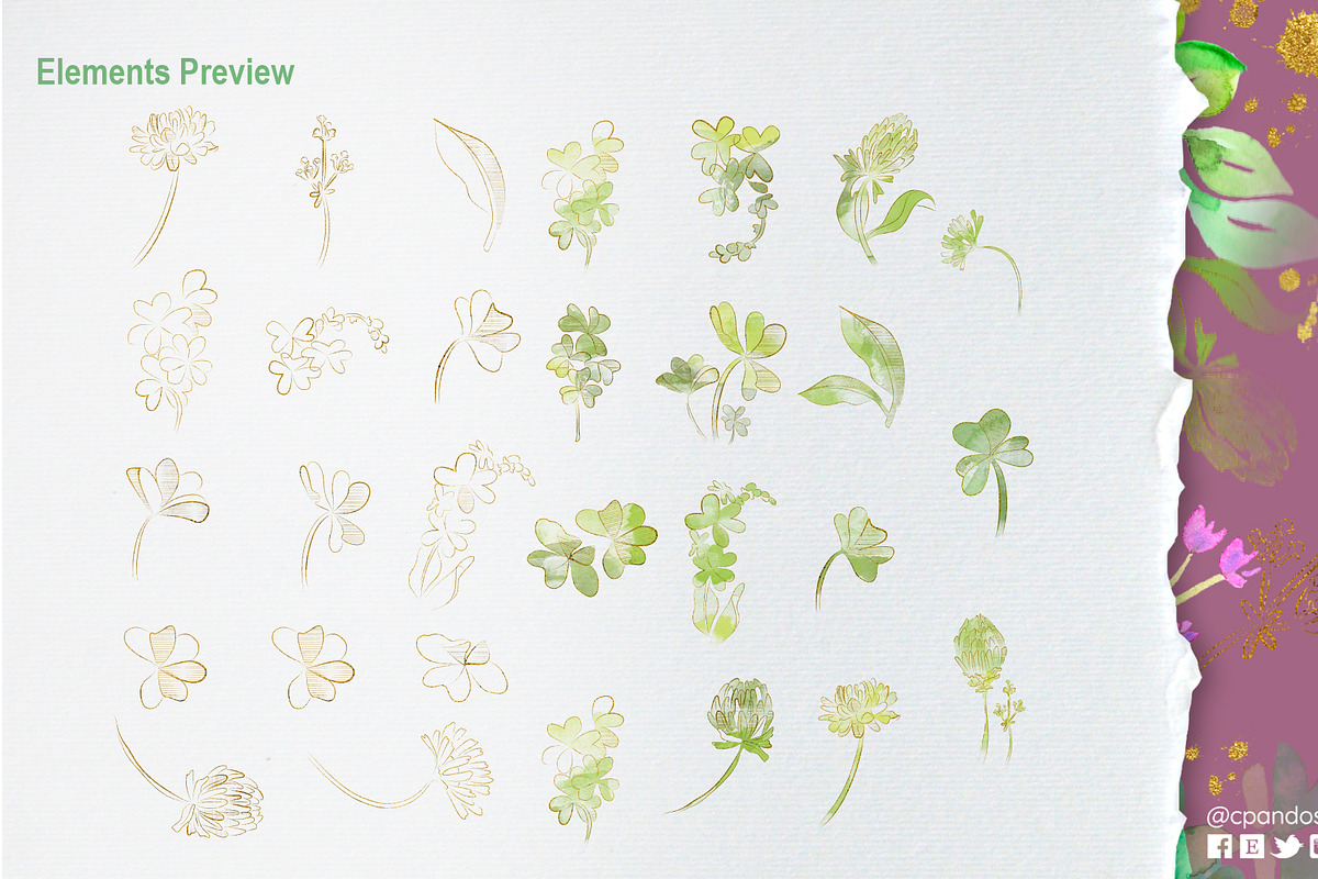 Saint Patrick Watercolor Clip arts, a Texture Illustration by CpandoShop (Photo 4 of 6)