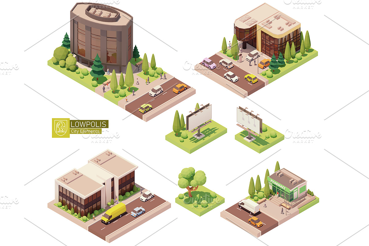 Isometric city map elements, an Object Graphic by tele52 (Photo 11 of 72)