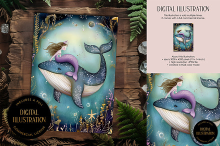 Mermaid & Whale Illustration