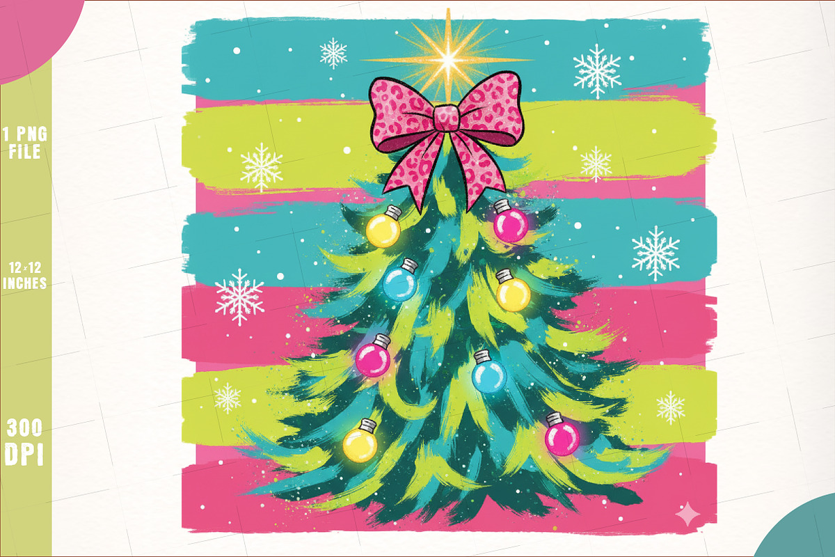 Preppy Coquette Christmas Tree PNG, an Illustration by SinaCreation (Photo 1 of 7)