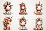 Fluffy Summer Unicorn Clipart, an Illustration by RobertsArt (Thumbnail 2 of 5)