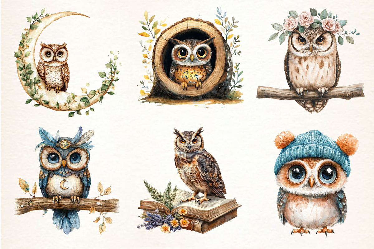 Boho Owl Sublimation Clipart, an Illustration by Dream Creation (Photo 4 of 7)