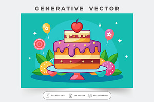 A vibrant birthday cake topped with, a Graphic by Iftikhar Alam