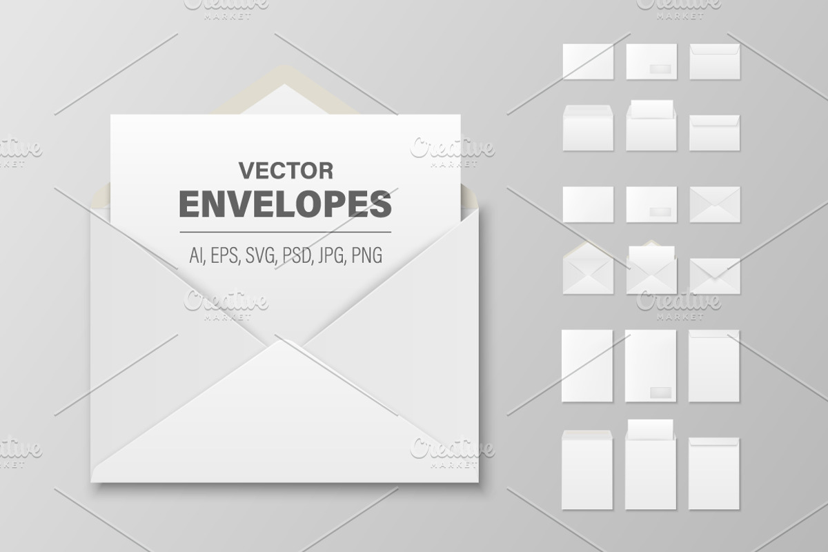 Envelope. Vector Set., an Object Graphic by Gomolach