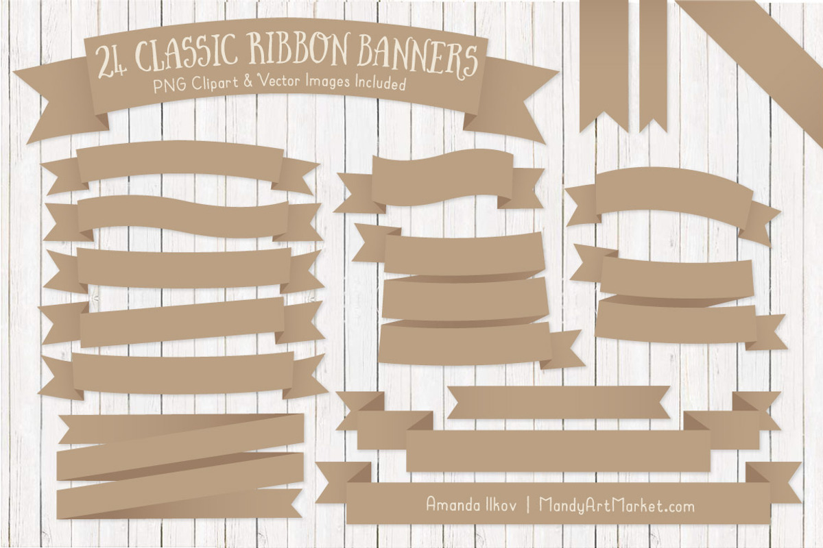 Champagne Ribbon Banner Clipart, an Illustration by Amanda Ilkov (Photo 1 of 4)