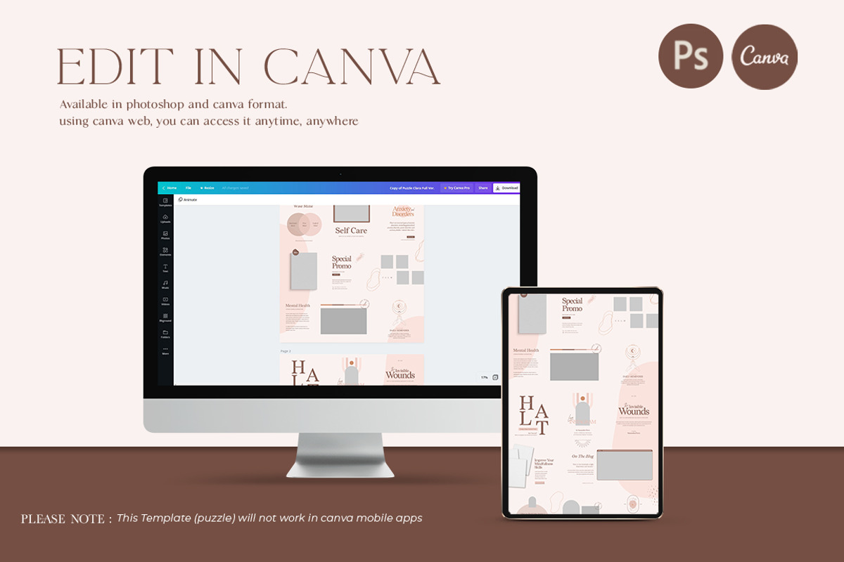 Instagram Puzzle Wellness CANVA | PS, a Social Media Template by Eviory (Photo 8 of 18)