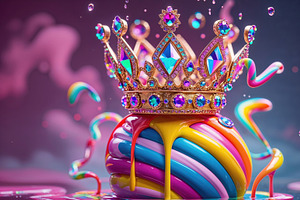 Crown on rainbow swirl, an Illustration by wavebreak