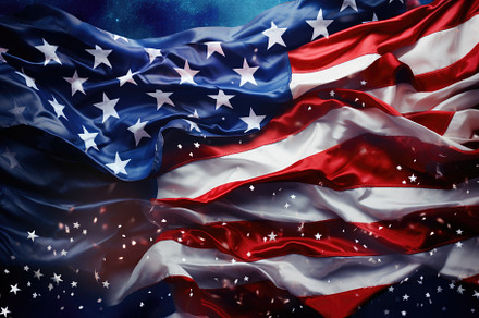 American flag waving in the wind wit, a Photo by Iftikhar Alam