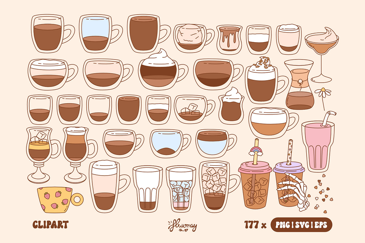 Retro Groovy Coffee Clipart Bundle, a Food Illustration by Huxmay (Photo 5 of 9)